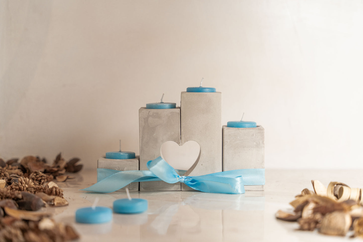 Set portacandela a forma di cuore