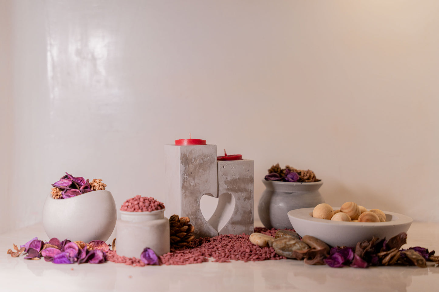 Set portacandela a forma di cuore