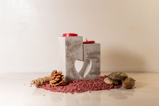 Set portacandela a forma di cuore