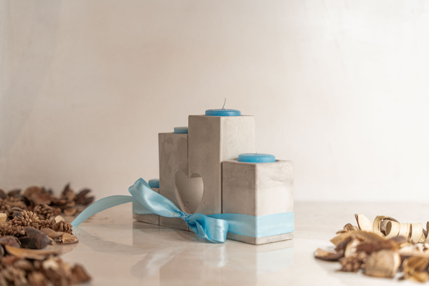 Set portacandela a forma di cuore